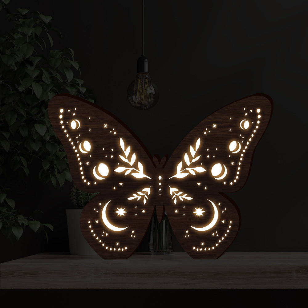 Lunar Butterfly Accent Lamp | Wooden Night Light