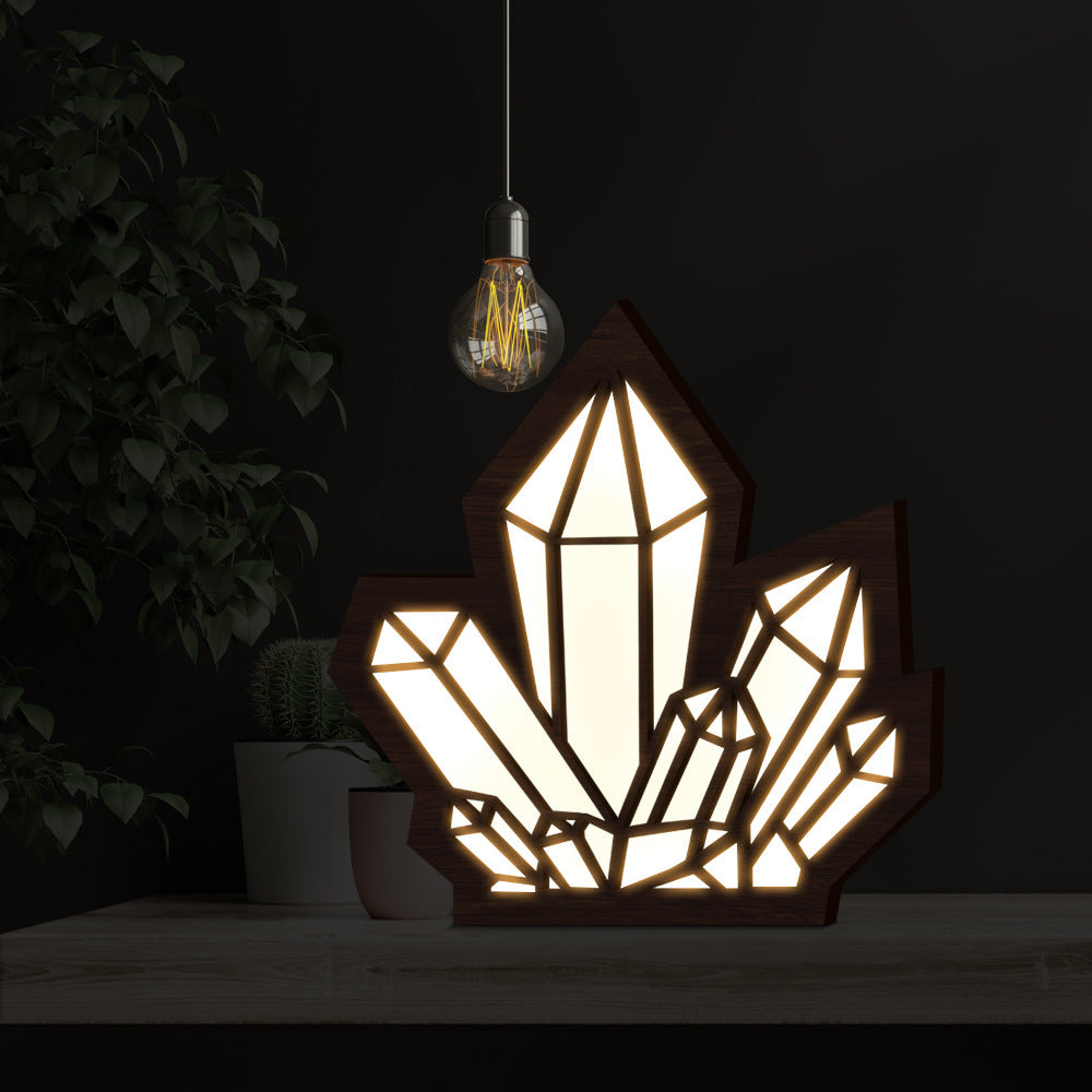 Crystal Accent Lamp | Wooden Night Light