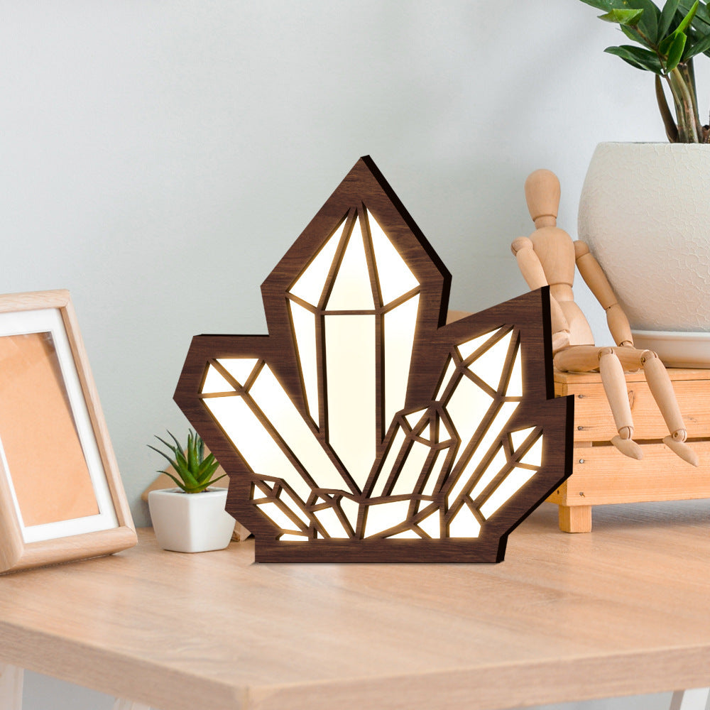 Crystal Accent Lamp | Wooden Night Light